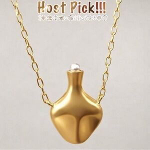 “Bottle Filled With Stories” Pearl Capped Vial Ampoule Flask 18K Gold Necklace